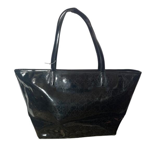 Kate Spade Large Harmony Metro Perforated Black Patent Leather Bag - Picture 7 of 8